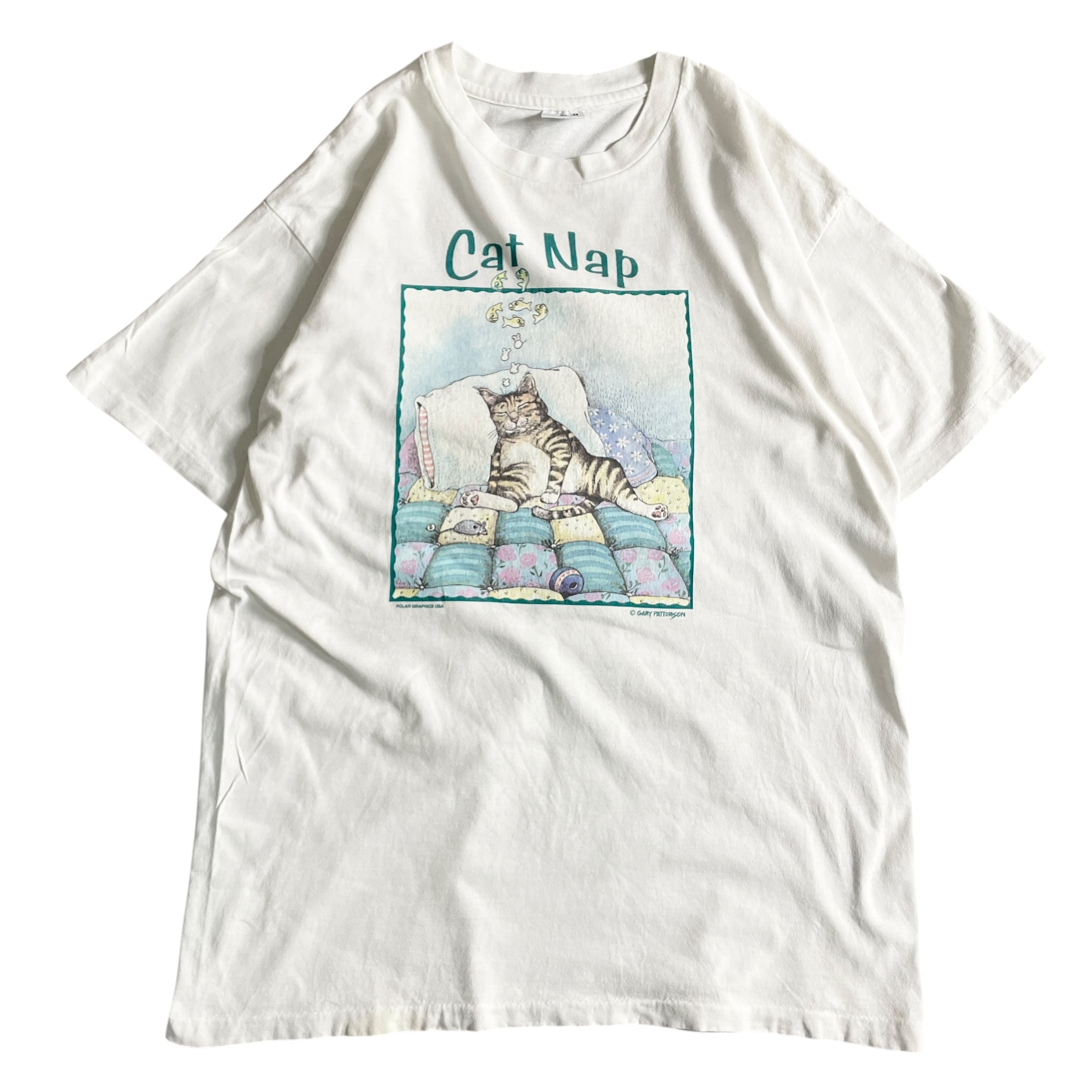 90s USA製 「Cat Nap」 art vintage T-shirt