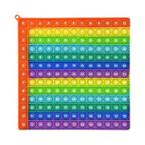【人気】[Sorave] プッシュポップ 計算 かけ算 たし算 九九 両面 １２×１２ スクイーズ玩具 (レッドカラフル)