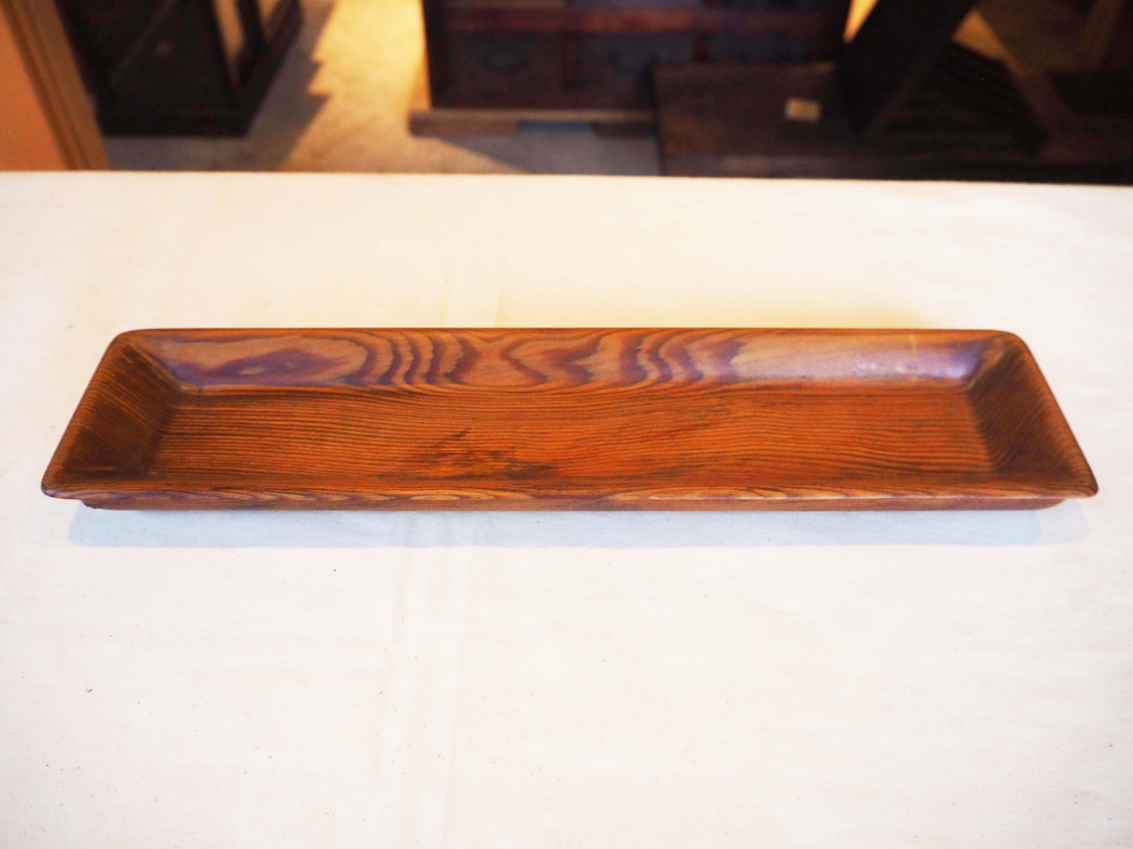 831 煎茶道具　肥松　刳抜角盆　1枚 831 煎茶道具肥松刳抜角盆1枚