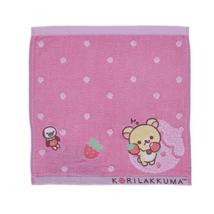 【数量限り】丸眞 ハンカチ いちごだいすきコリラックマ 女の子 かわいい くま rirakkuma キャラクター タオル ミニタオル タオルハンカチ 綿 6405019900 約W26×H26cm