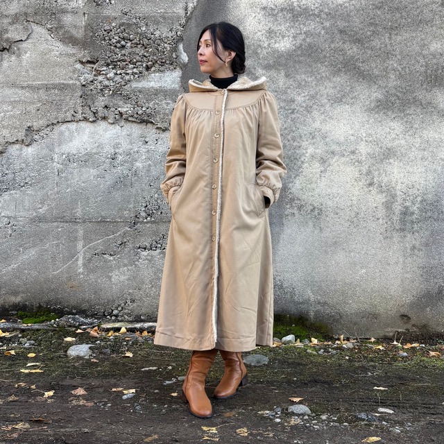 Vintage Boa-lined Long Coat