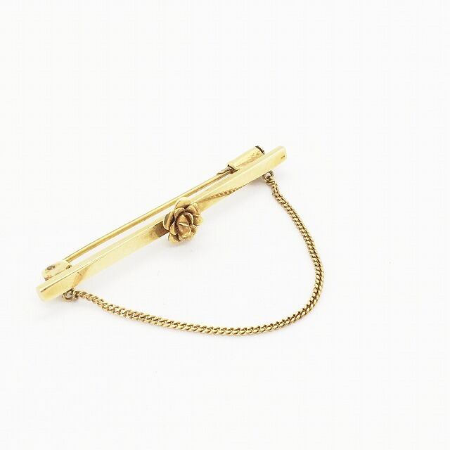 アンティーク ヴィンテージ バラモチーフ ピンブローチ チェーン付き