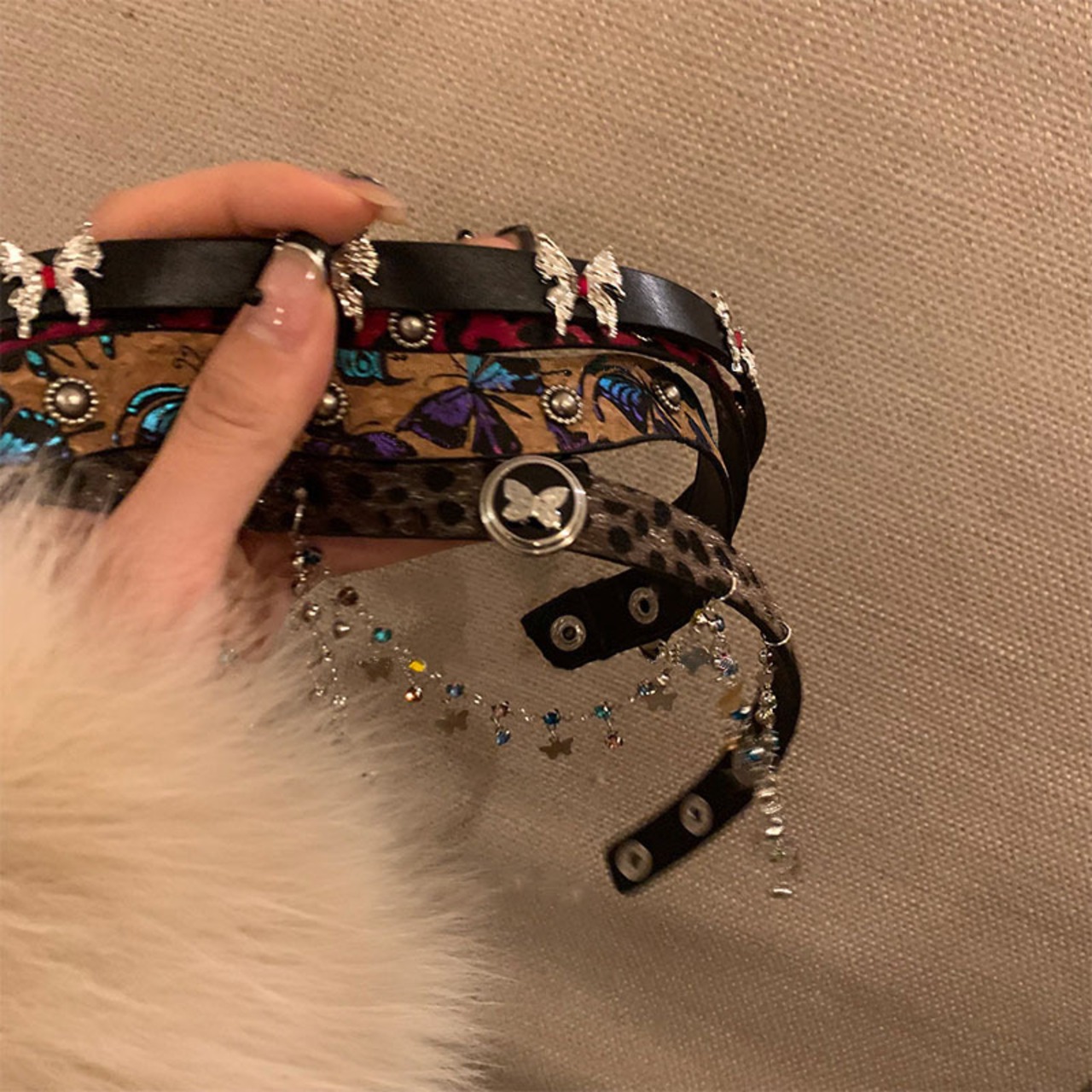 Somedayifヴァンテージ蝶々ヒョウ柄チョーカー 5s