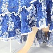 フラダンス 衣装 ワンピース ドレス ブルー系 MILSON ハワイ製 ハイビスカス柄 ハワイアンプリント 花柄 アロハ フラ ダンス レッスン 練習 フリル ノースリーブ 華やか 鮮やか 上品 かわいい おしゃれ ホワイト系 青 白 水色 ハワイ 海リゾート エレガント 女性用