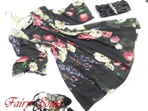 ★送料無料★Ｓ（7号）☆フラワ－プリントシフォンワンピ－ス(OPN6001)