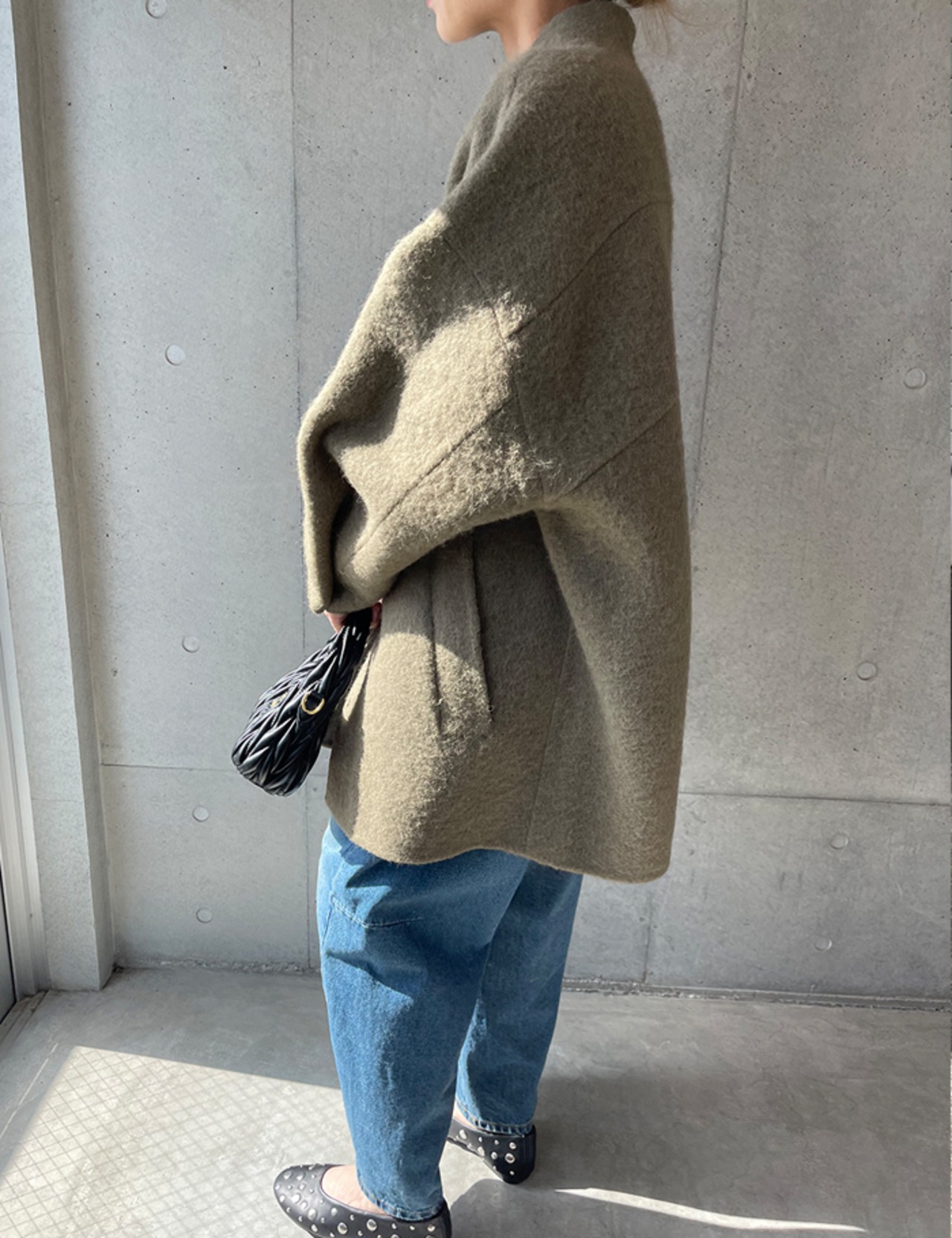 【新作5%OFF・3日間】Over-fit Half Wool Coat_Khaki & Gray