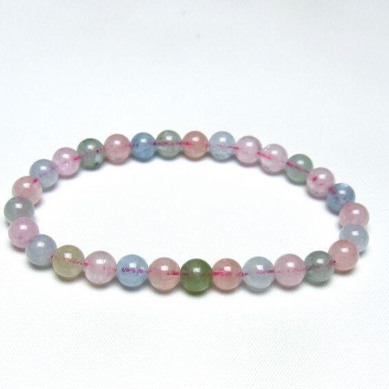 ミックスカラーベリル ブレスレット 6mm 一点物 メール便可 [M便 1/10] 111-48843