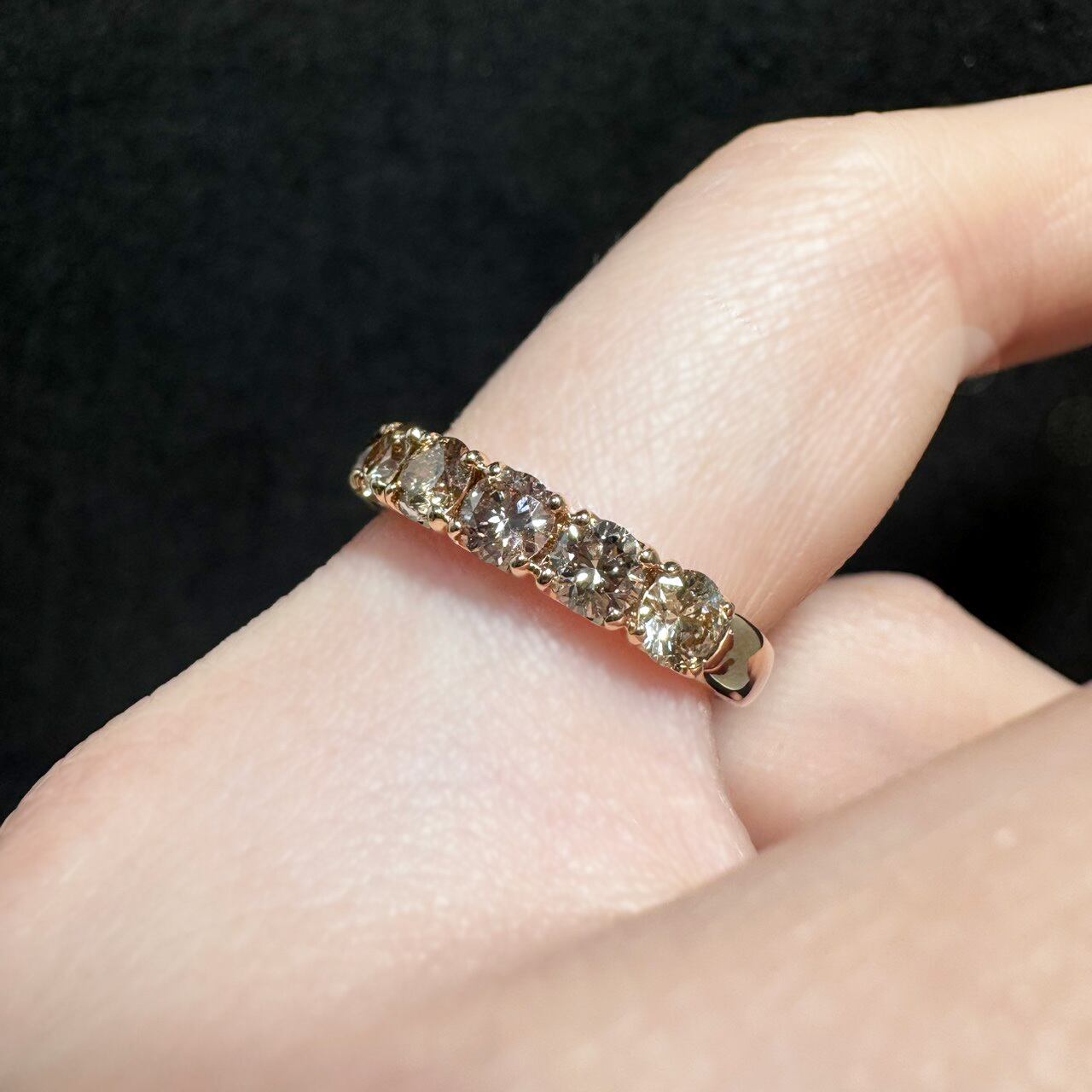値下げしました！K18PG ブラウンダイヤ0.25ct エタニティリング 11号 K18PG 2.06ct ブラウンダイヤモンド ハーフエタニティ リング | カオキ