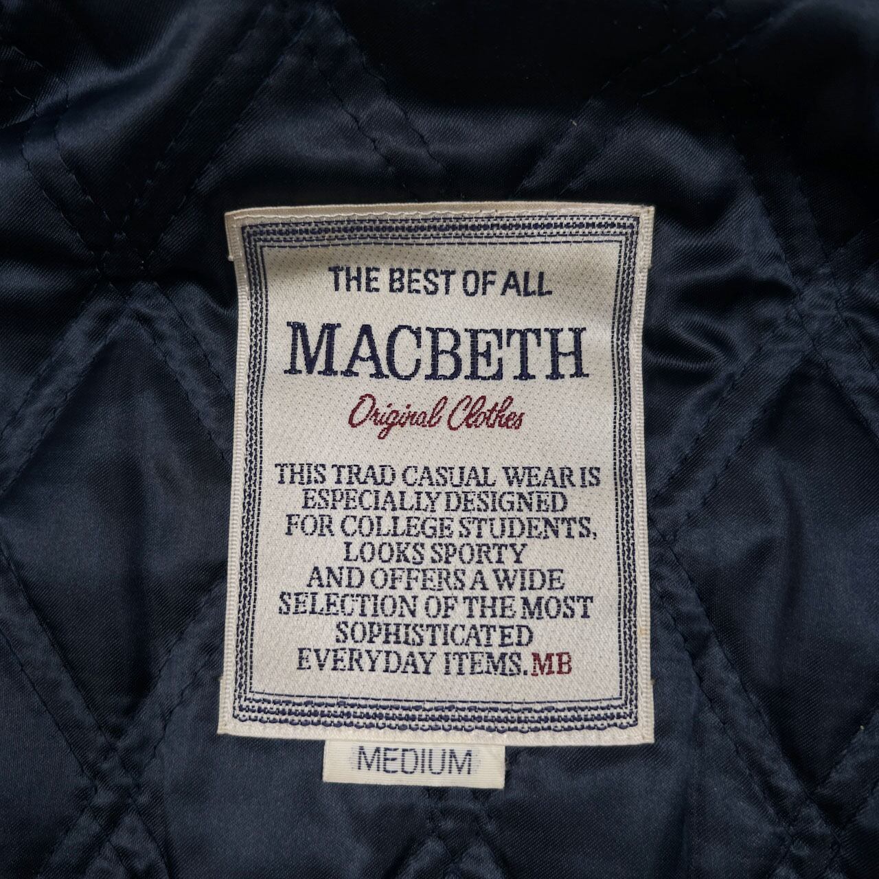 90s ビンテージ MACBETH マクベス レタードワッペン 袖革 レザー