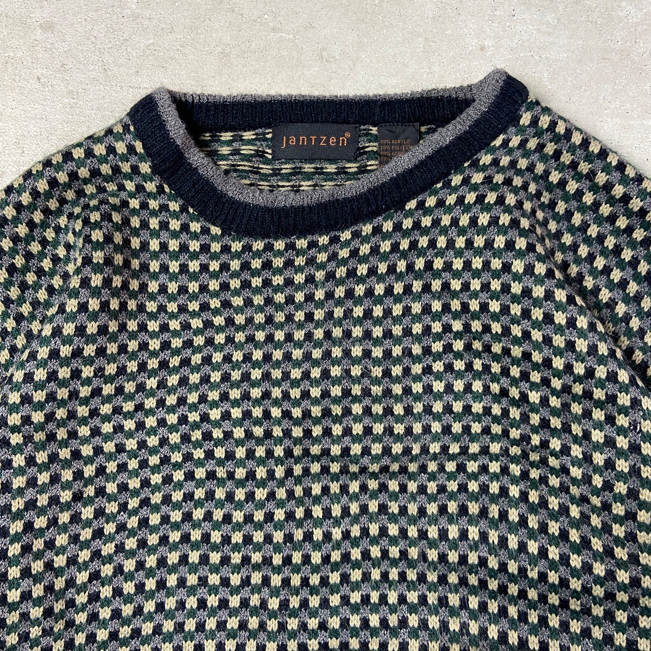 Jantzen 総柄 アクリルニットセーター メンズM 古着 ビンテージ 