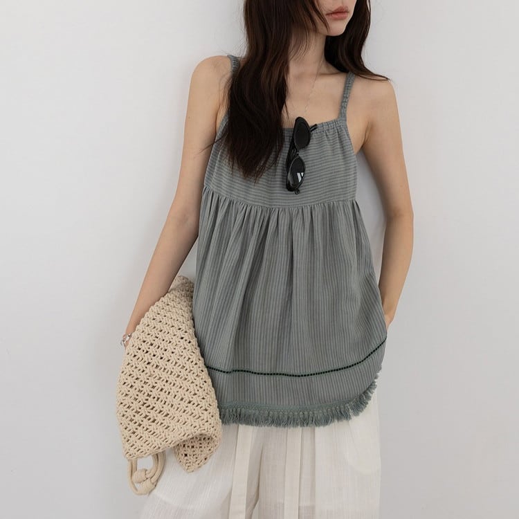 テンセルリネンタッセルAラインキャミソール 2color [am03863] | amgot