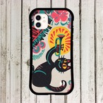 iPhoneケース 黒猫 トランペット 音楽｜金管楽器 北欧レトロ CAT082