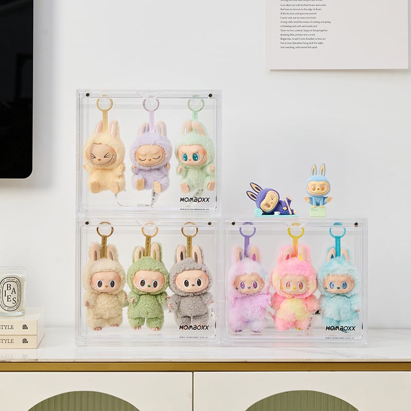 Labubu ドール/ぬいぐるみ用 透明 掛け収納ボックス 1個入 防塵 PC素材