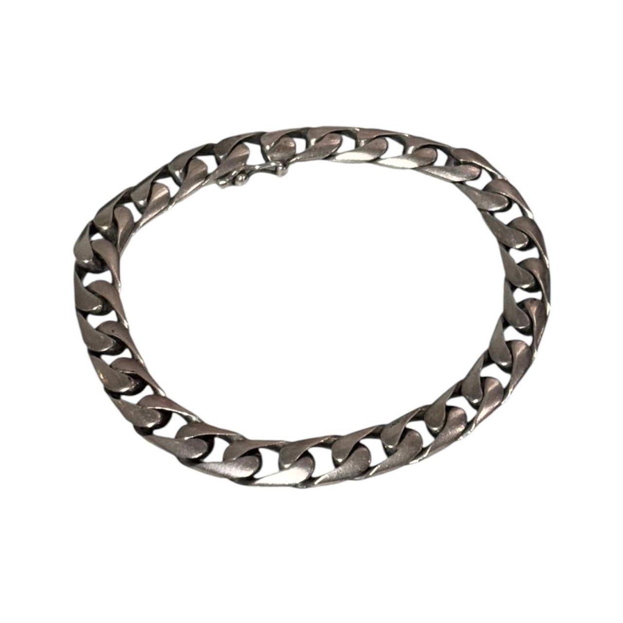 vintage silver flat link chain bracelet
