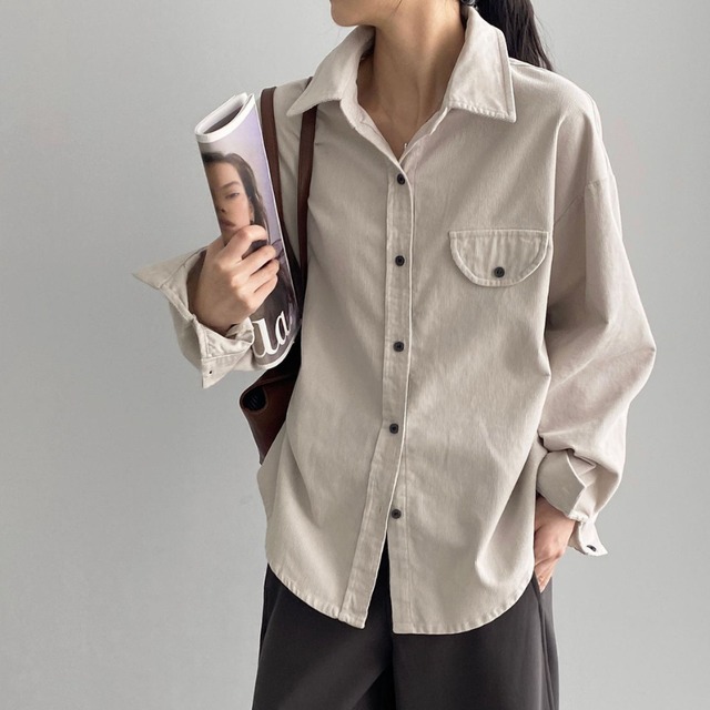 patch-pocket corduroy shirt　J00328