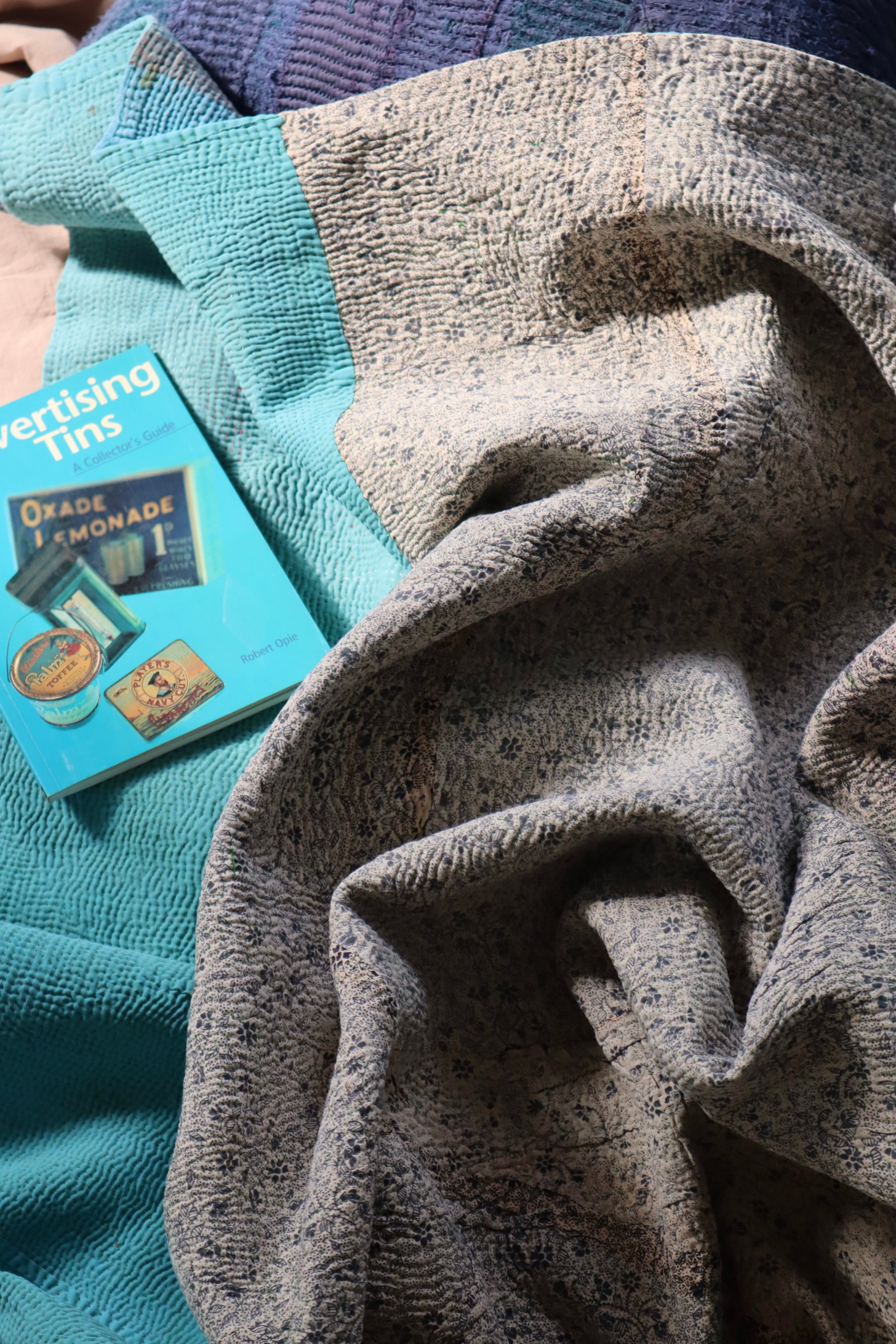 ラリーキルト・カンタキルト Vintage pink patchwork kantha quilt カンタキルト ラリー