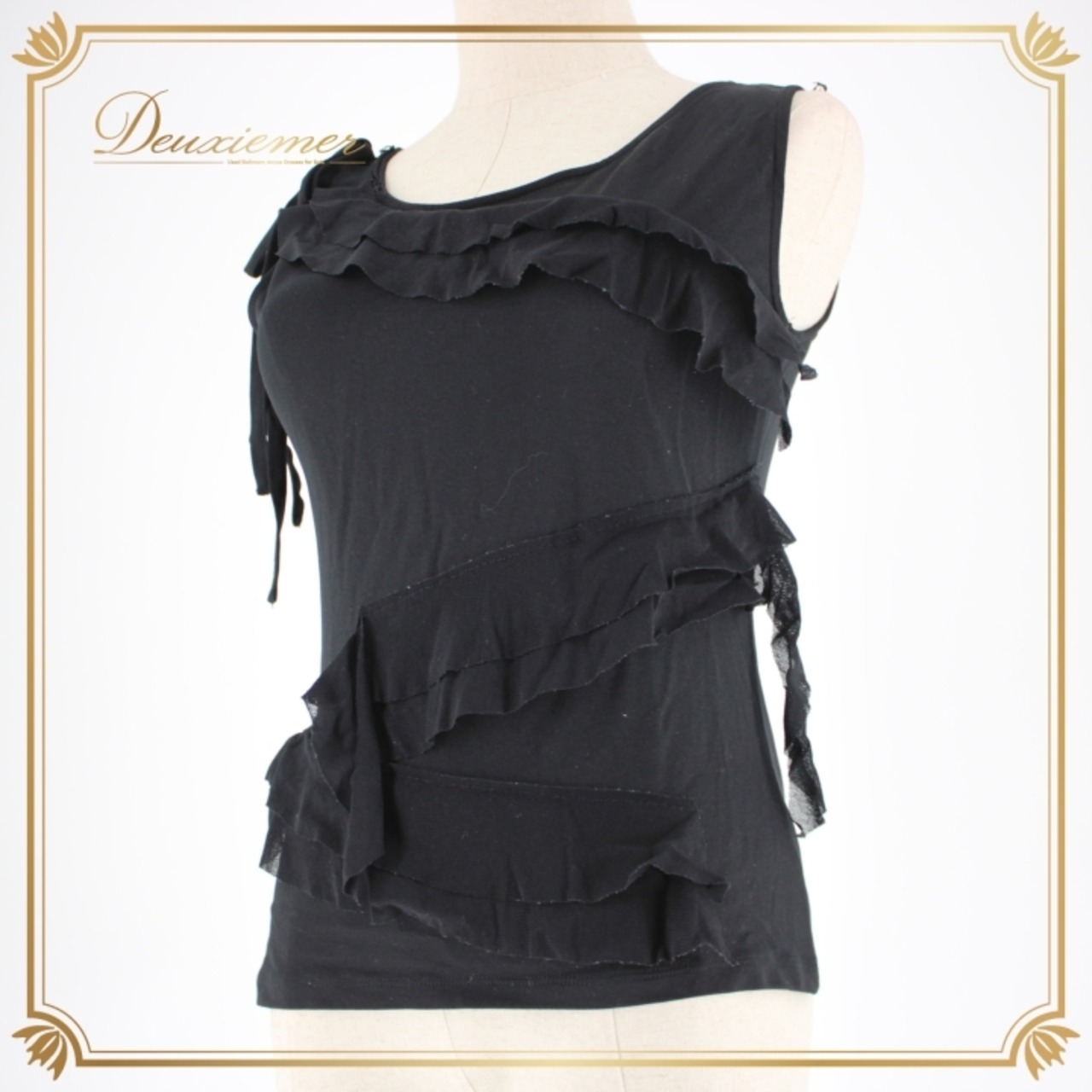 社交ダンス 衣装 スタンダード トップス レッスンウェア PASSOROSA Chacott チャコット ブラック系 黒 無地 リボン レース 袖なし アーバンブラック おしゃれ 練習用 体型カバー フィット感 シンプル 上品 伸縮性 スタイリッシュ レディース 人気 日本製 衣装用トップス