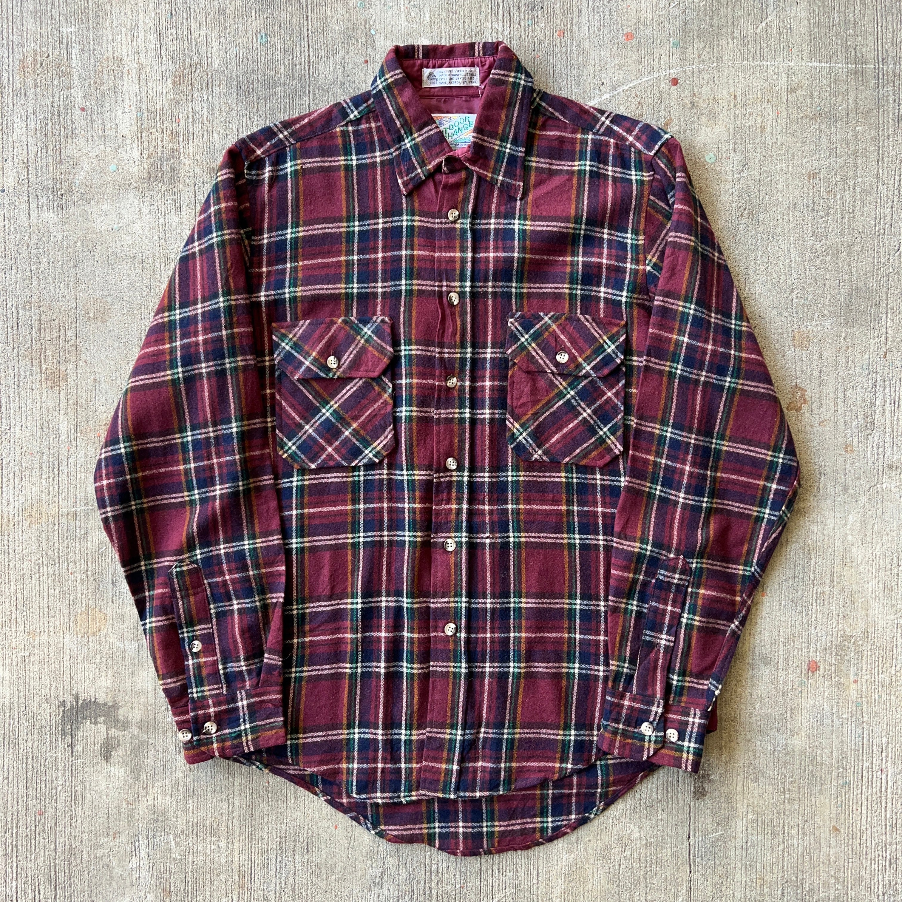 80's~90's “OUTDOOR EXCHANGE” Plaid Wool Shirt SIZE M チェック柄  ウールシャツ【3000円均一商品】【2点以上の購入で1000円OFF】【TH0228】