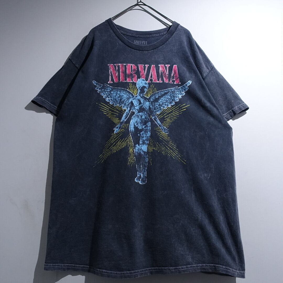 "NIRVANA" Faded Black In Utero Print Band T-Shirt