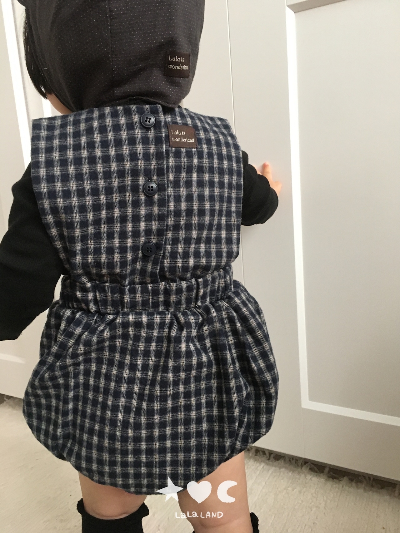韓国子供服 / LALALAND / 26Autumn / ベベ チェック ロンパース / 秋服 / ベビー *6M~18M*