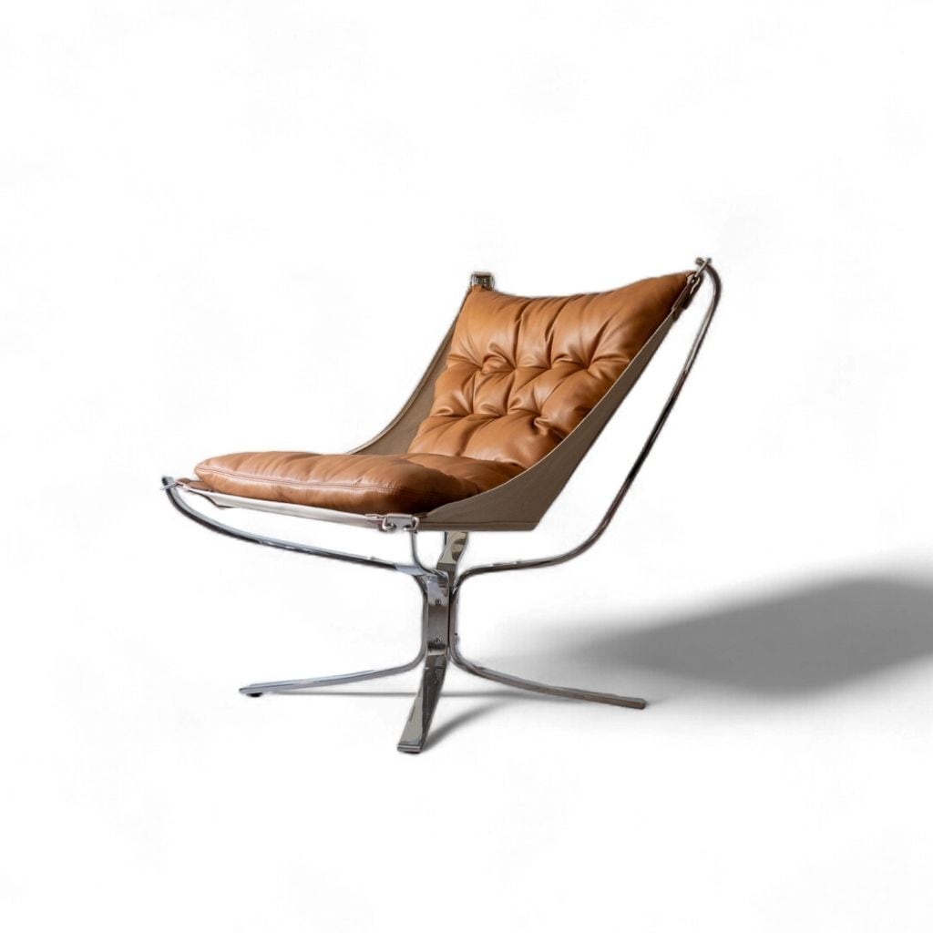 Falcon Chair Low-Type Ottoman Set Oil-Leather Brown / ファルコン