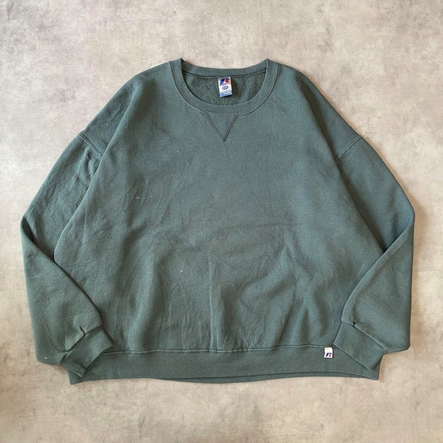 ラッセルアスレチック スウェット 無地 古着 2XL 緑 12404
