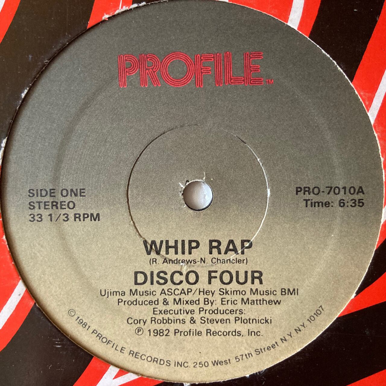 【Used / 12"】 DISCO FOUR / Whip Rap AgriTribeMusic NEW / Used