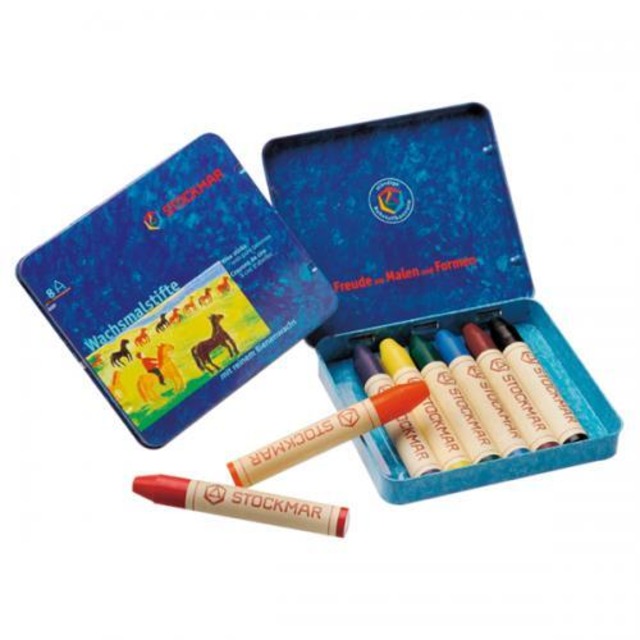 シュトックマー　みつろうスティッククレヨン　8色　缶入り