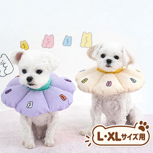 jelly bear neck collar L ～ XL / 犬 エリザベスカラー クッション 綿 小型犬 中型犬 コットン ソフト 軽量 嫌がらない 介護 しつけ 傷なめ防止 犬用 ネコ 可愛い ネックカラー 枕 軽い 韓国 ペット用品