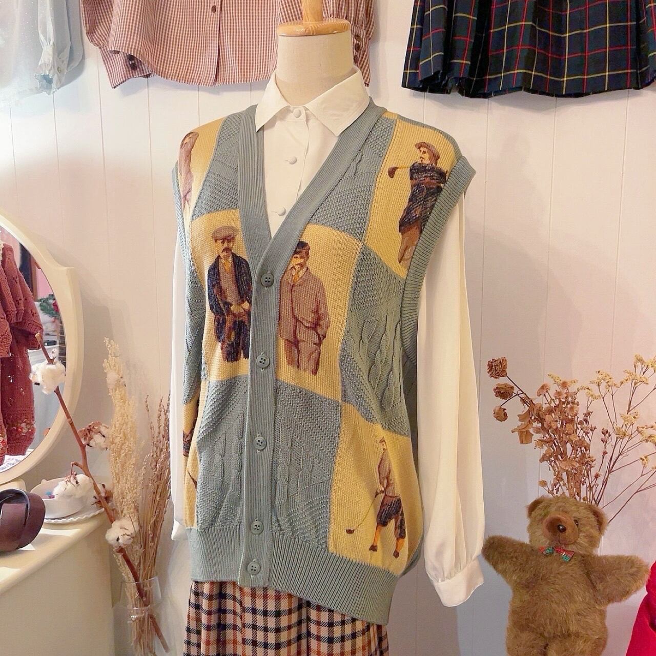 pale green golf check vest