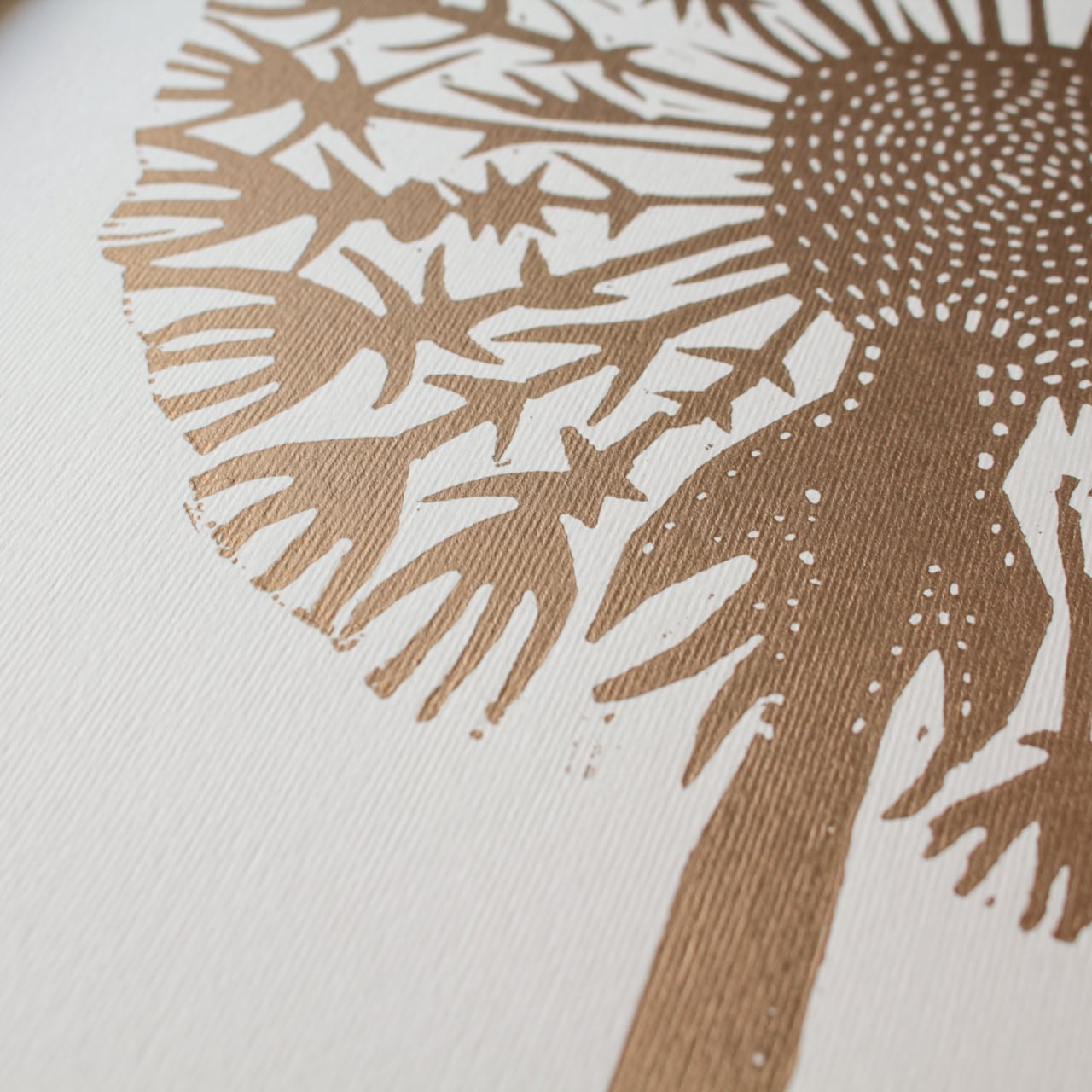 Monika Petersen Lino Print ポスター Gold Dandelion フレームセット