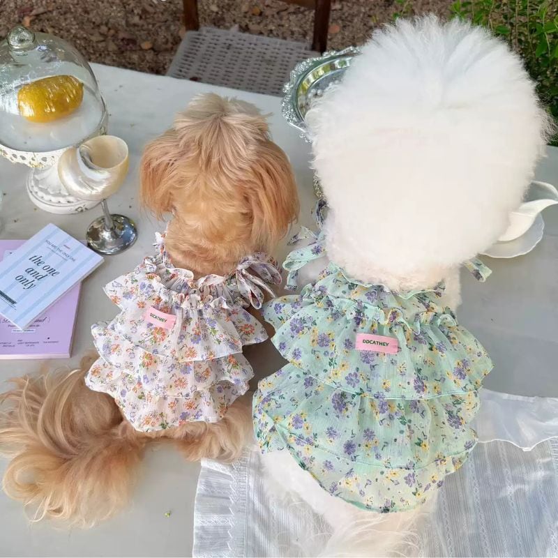 フローラルティアードワンピース 犬服 01244