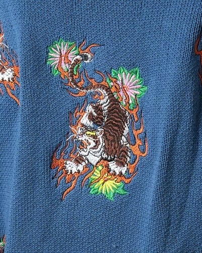 総柄 TIGER knit cardigan/Blue | チュウカタベタイ