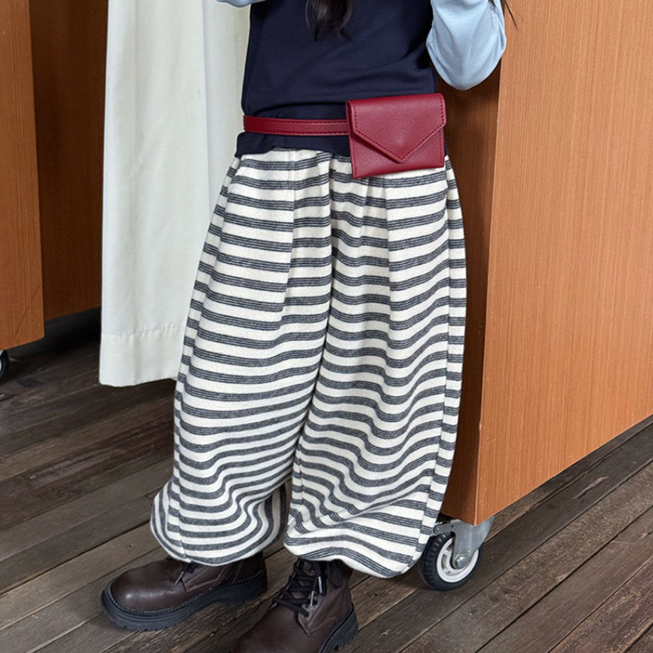 秋2wayボーダーボトムス