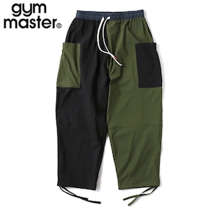 gym master ジムマスター 軽量＆撥水マイクロリップナイロン バルーンシルエット ワイドイージーパンツ ドローコード付き G721762 ブラックオリーブ