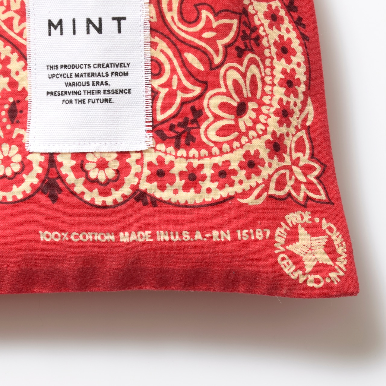 MINT ヴィンテージバンダナ 巾着ポーチ レッド Lサイズ
