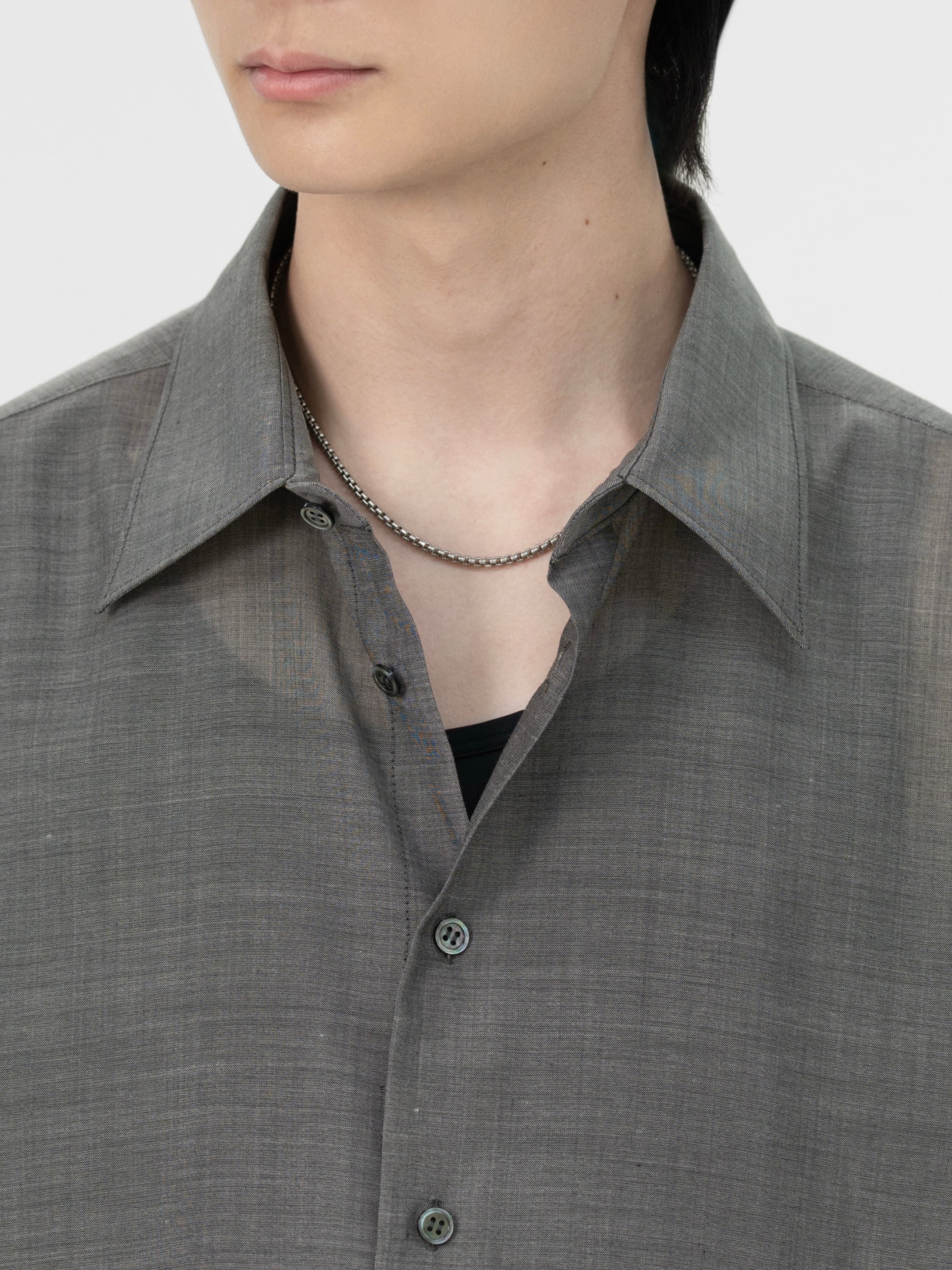 FINE WOOL CHAMBRAY SHIRT【GRAY】 | lapiis