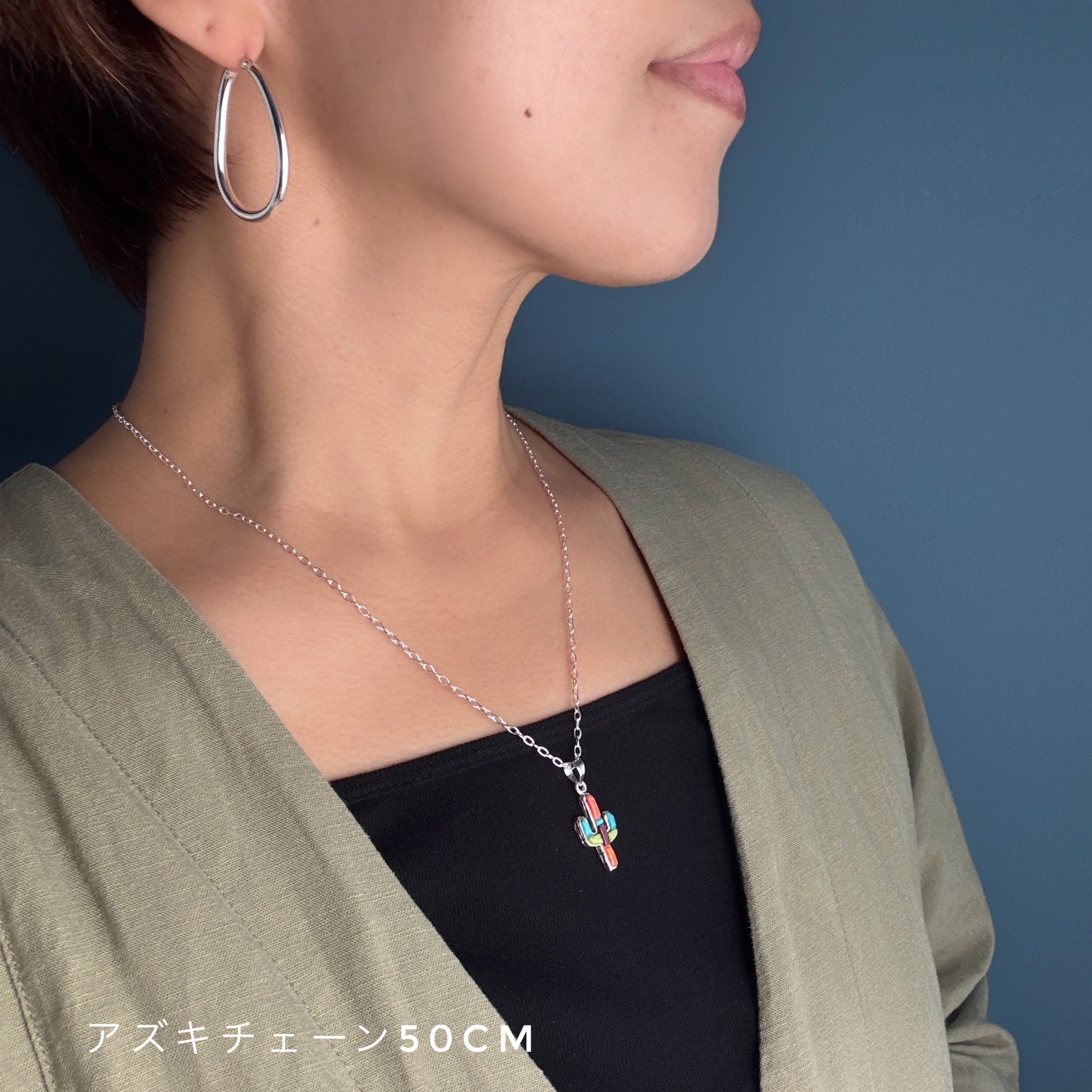 リトルラグーン鎌倉 サボテン／ターコイズ-マルチストーン ペンダント Indian Jewelry》 サボテン / ターコイズ-マルチストーン ペンダント