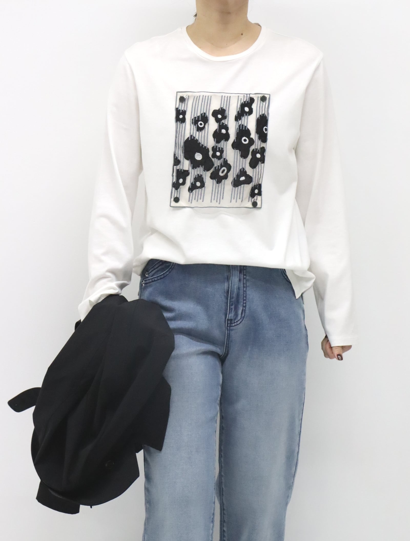 ナイロンオーガンフラワーカットソー