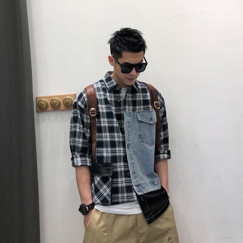 スプリングカジュアルシャツ スタンダード薄手ジャケット レトロ 春物 ステッチ Xu_Tailang91241580690