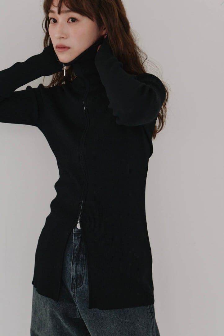 ERL ジップアップニット Hella zip up rib knit ジップアップリブニット Black | planet3rd
