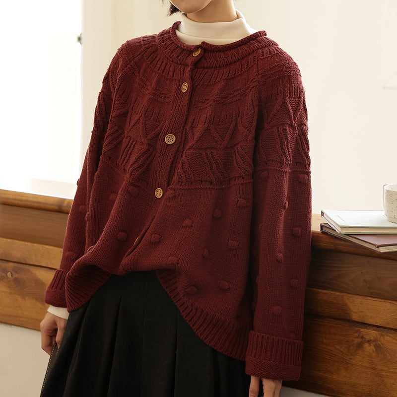 ラウンドネックニットカーディガン M1951