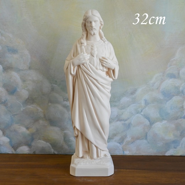 イエズスの聖心像【32cm】室内用クリーム色仕上げ