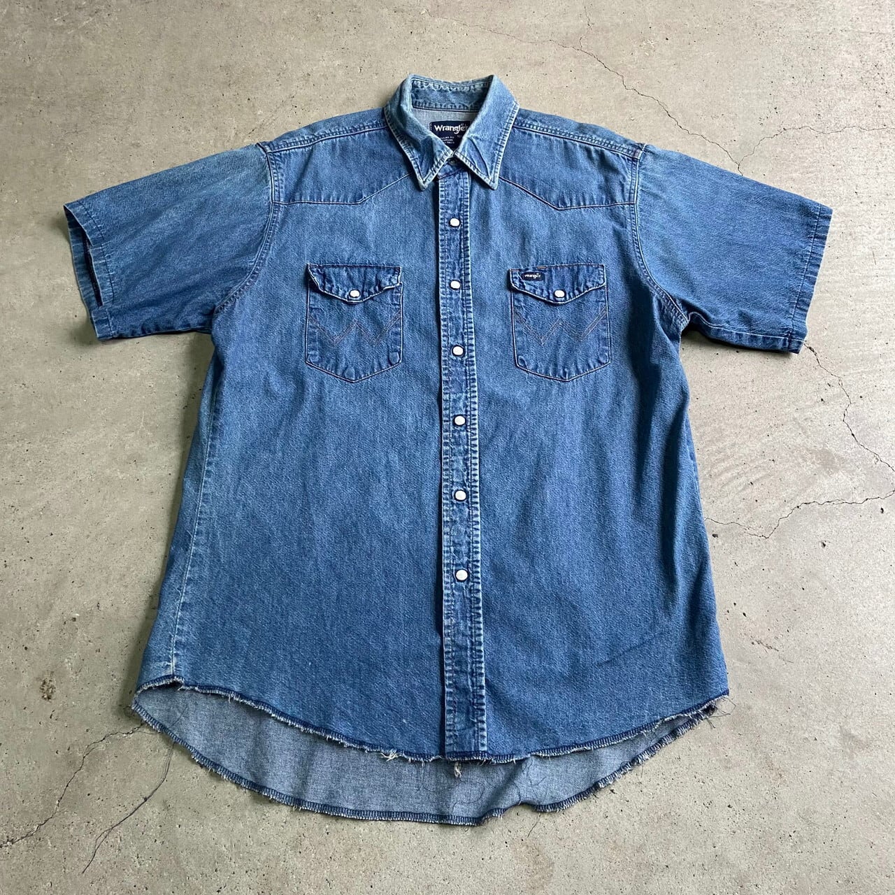 90年代 Wrangler ラングラー 半袖 ウエスタンデニムシャツ メンズxl相当 古着 ヴィンテージ ビンテージ 90s 半袖シャツ Cave 古着屋 公式 古着通販サイト