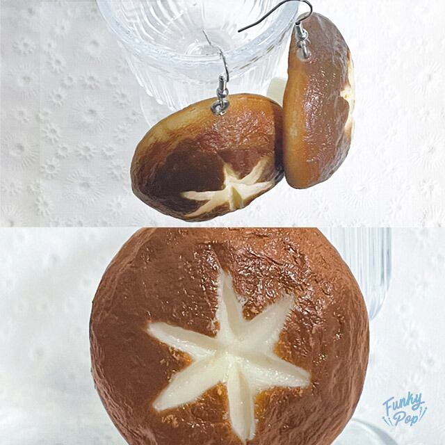❁送料無料❁fac0049❁(箱入り)ミニチュア リアル しいたけ ピアス