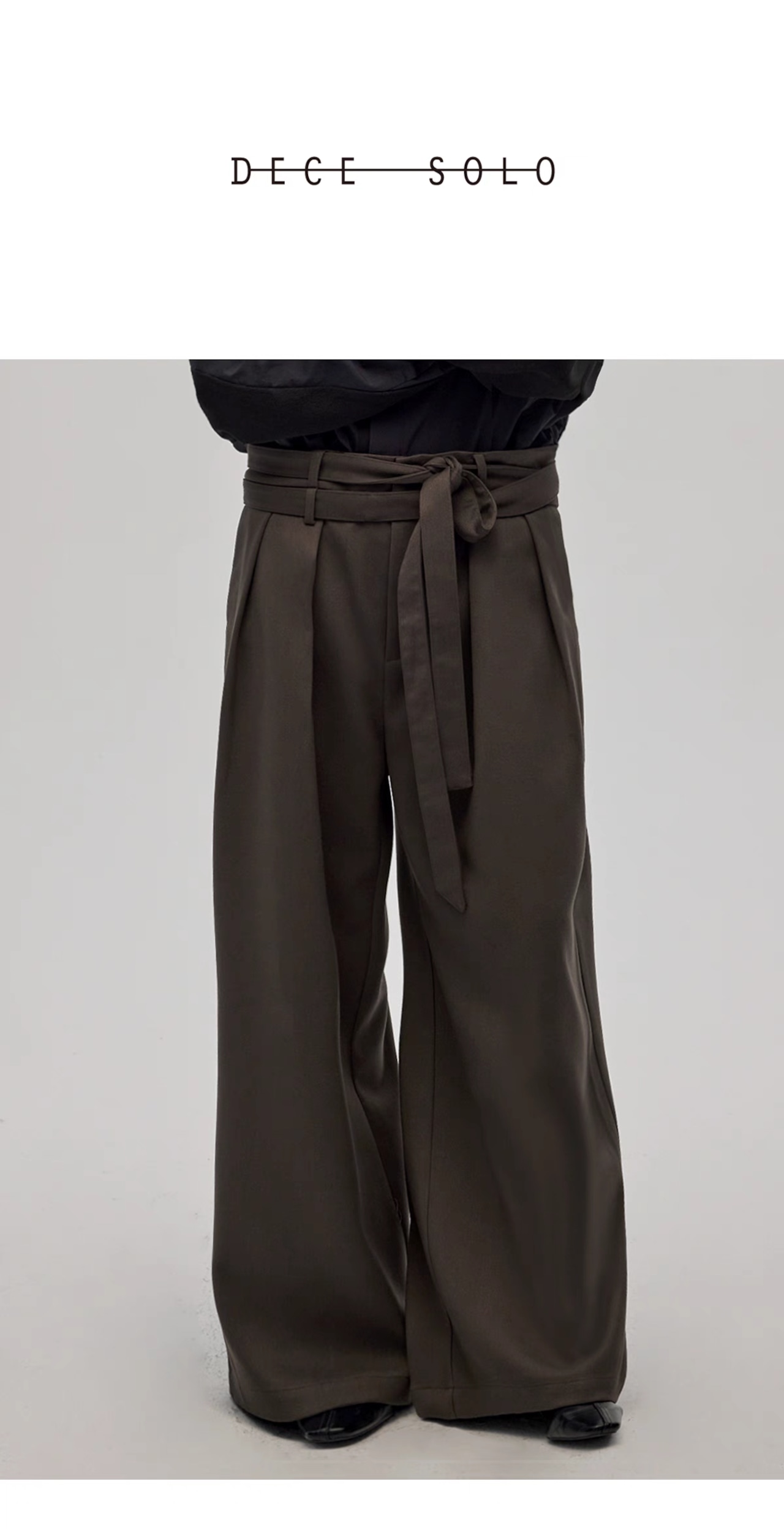 DECESOLO 24AW プリーツダブルウエストバンド ワイドパンツ