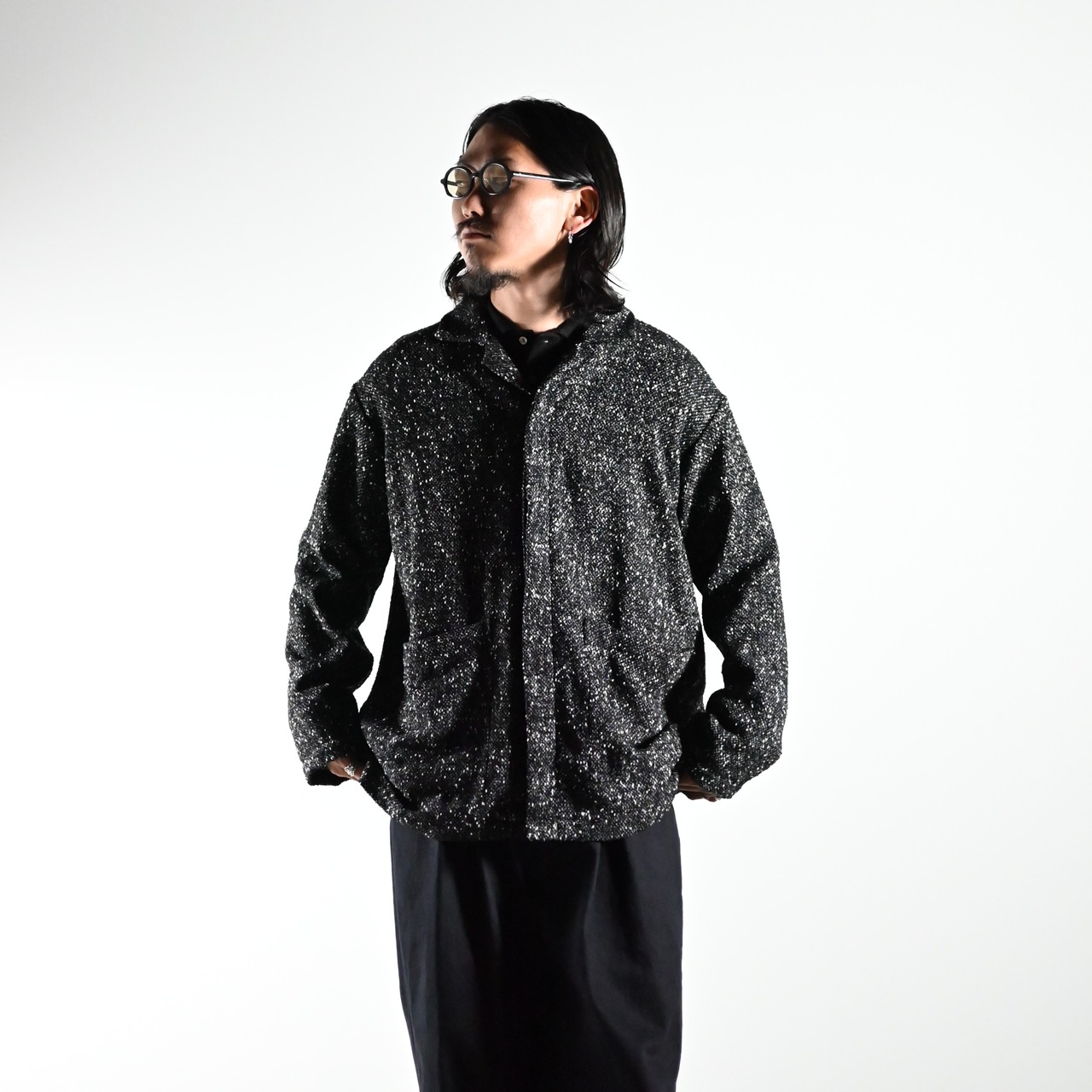 INTERIM(インテリム)TEXTURED DONEGAL BOUCLÉ DEADSTOCK HYPER BIG FLY FRONT SHIIRTS JACKET