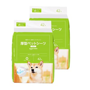 【人気】ベーシック ペットシーツ 厚型 ワイド 42枚x2袋(84枚) ホワイト(吸収面:ライトブルー)