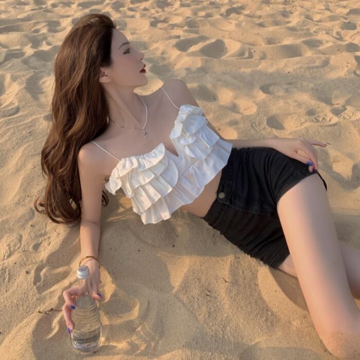 サマースタイルレッドトップス ショートレディース 夏物 ドラファッションホール62560981035