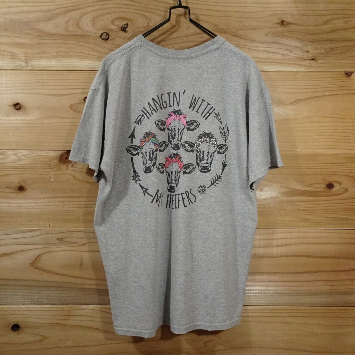00s- Girlie Girl ガーリーガール 半袖Tシャツ 牛 バンダナ 両面 